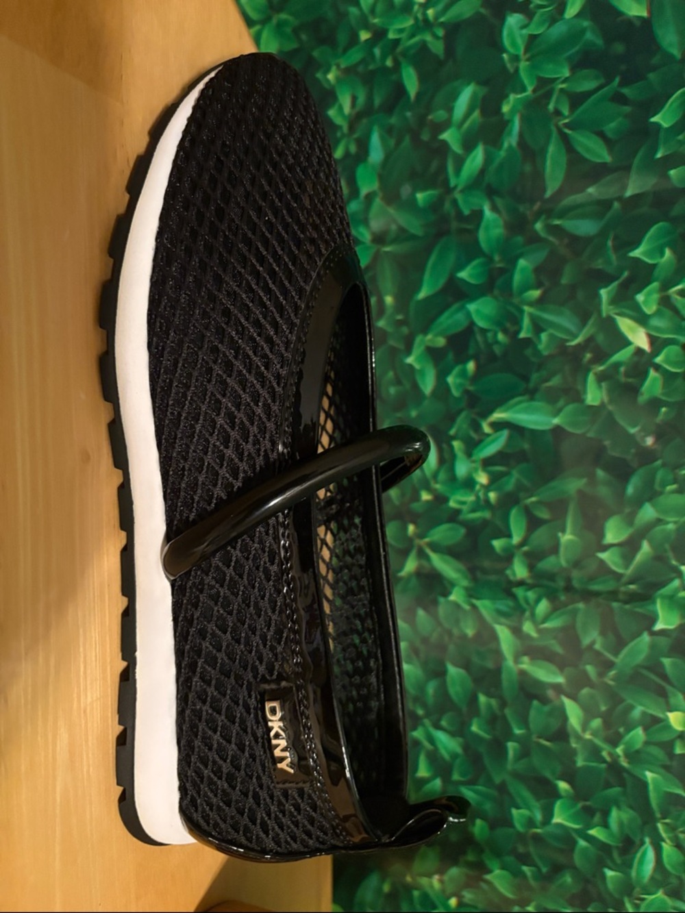 Dkny Black Mesh Ballet Flats with Patent Mary Jane Strap - Picture 3 of 6
